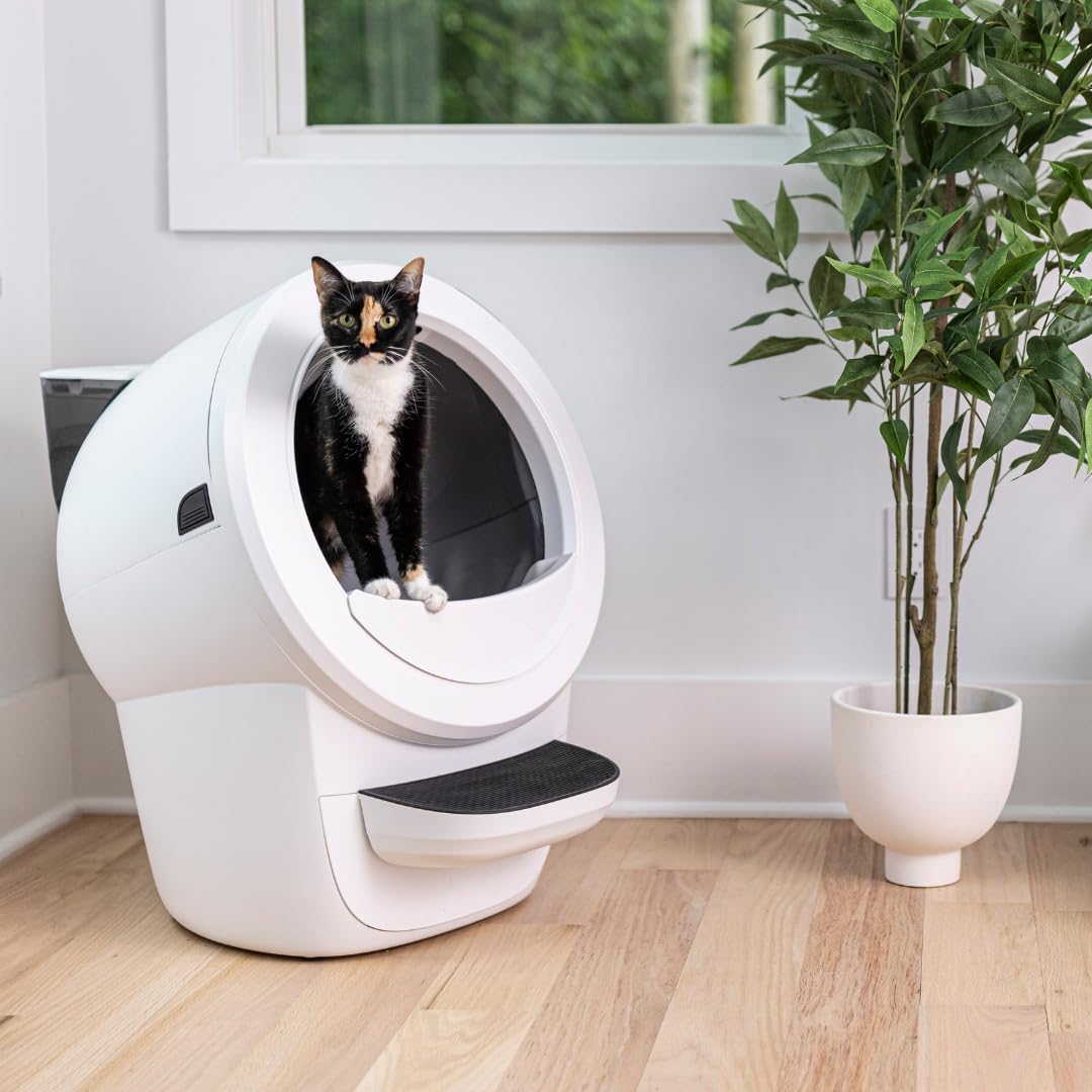 Litter-Robot 4 White with Step & Fence – WiFi Enabled Self-Cleaning Cat Litter Box