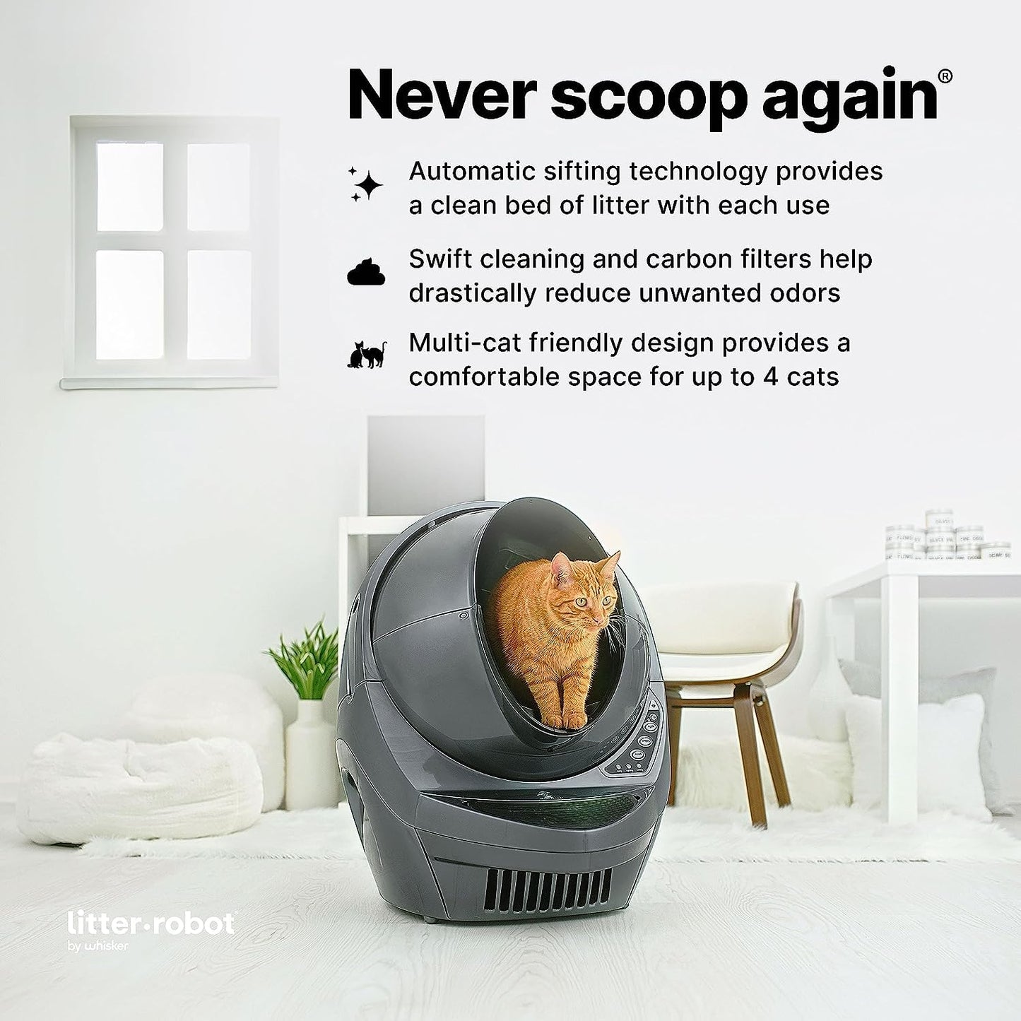 Litter-Robot 3 Grey – WiFi Enabled Self-Cleaning Cat Litter Box