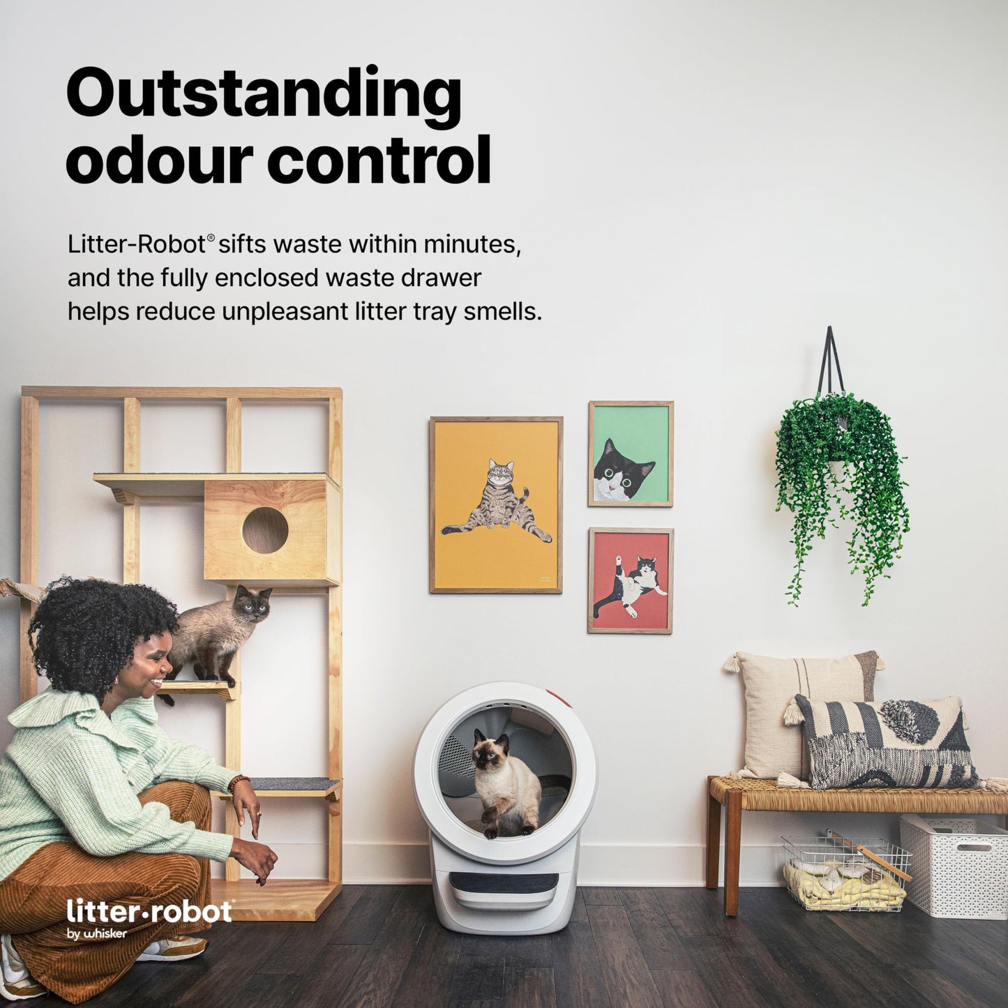 Litter-Robot 4 White with Step & Fence – WiFi Enabled Self-Cleaning Cat Litter Box