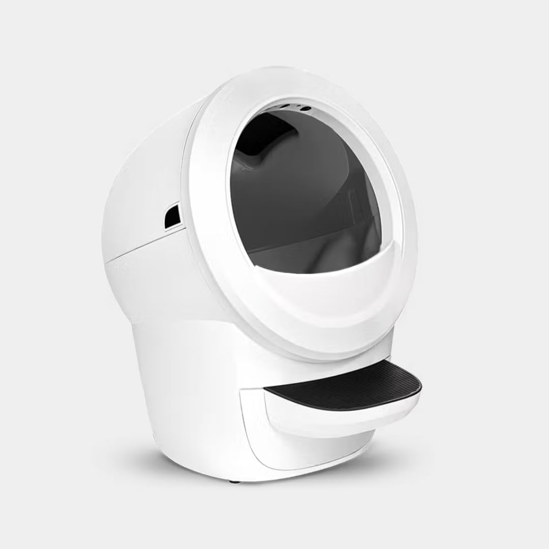 Litter-Robot 4 White with Step & Fence – WiFi Enabled Self-Cleaning Cat Litter Box
