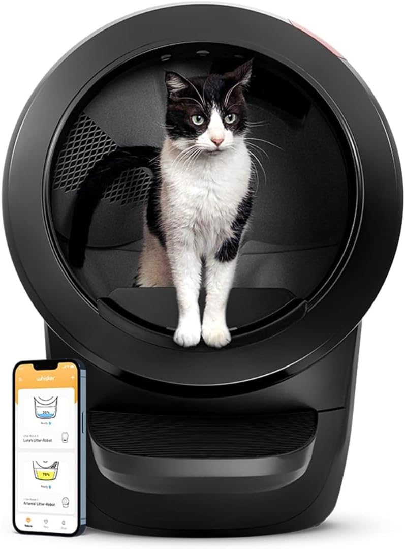 Litter-Robot 4 with Step & Fence by Whisker (Black) - Automatic, Self-Cleaning Cat Litter Box, WiFi Enabled, Works with Any Clumping Litter, Complimentary 2-Year WhiskerCare Warranty