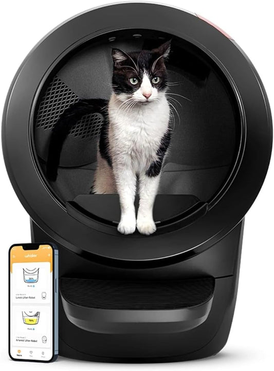 Litter-Robot 4 with Step & Fence by Whisker (Black) - Automatic, Self-Cleaning Cat Litter Box, WiFi Enabled, Works with Any Clumping Litter, Complimentary 2-Year WhiskerCare Warranty