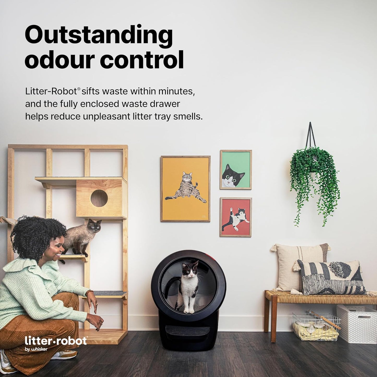Litter-Robot 4 with Step & Fence by Whisker (Black) - Automatic, Self-Cleaning Cat Litter Box, WiFi Enabled, Works with Any Clumping Litter, Complimentary 2-Year WhiskerCare Warranty