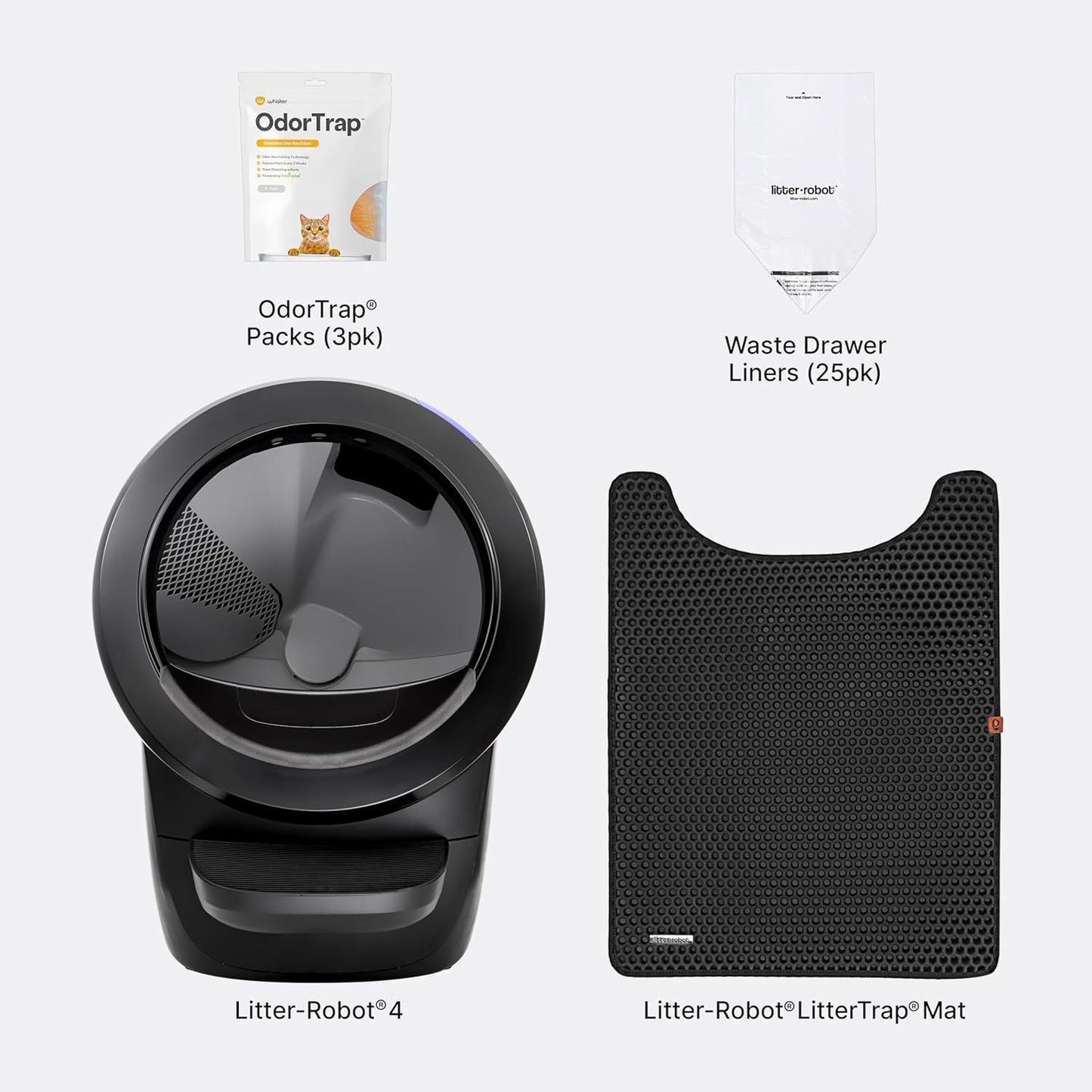 Litter-Robot 4 with Step & Fence (Black) - Automatic, Self-Cleaning Cat Litter Box, WiFi Enabled, Works with Any Clumping Litter, Complimentary 2-Year WhiskerCare Warranty