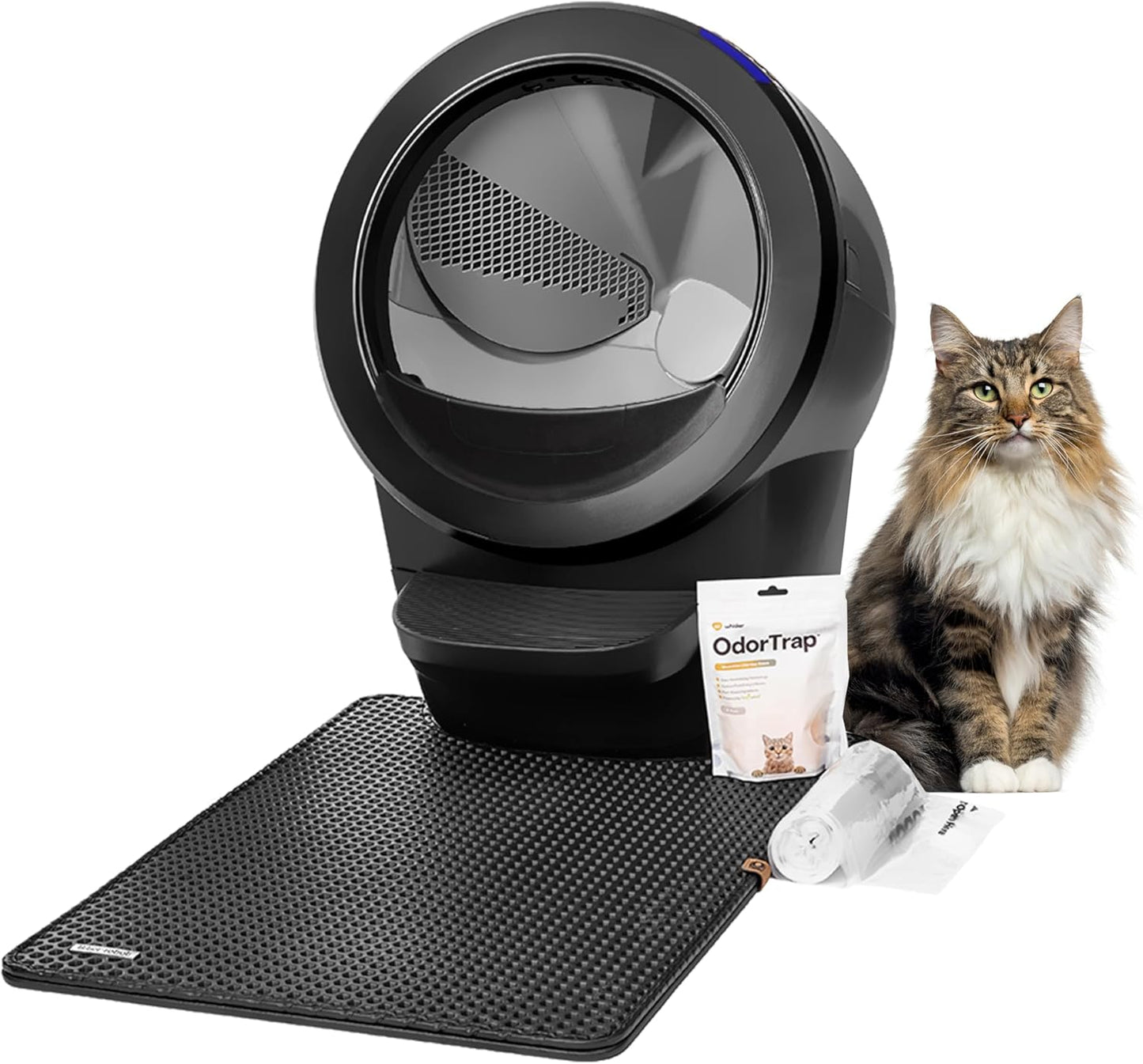 Litter-Robot 4 with Step & Fence (Black) - Automatic, Self-Cleaning Cat Litter Box, WiFi Enabled, Works with Any Clumping Litter, Complimentary 2-Year WhiskerCare Warranty